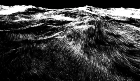 black and white image rendering of ocean waves